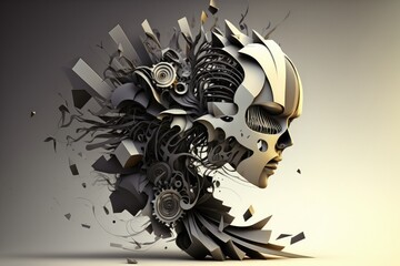 Futuristic abstract robot woman.Digital art