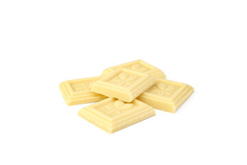 A pile of white chocolate bar on a white background.