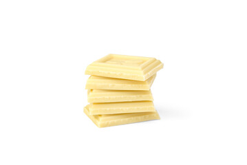 A stack of white chocolate bar on a white background.