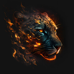 Panther On Fire. Generative AI