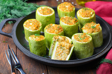 Zucchini Stuffed with Quinoa, Tasty Vegetarian Meal