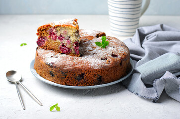 Cheery Pie, Homemade Gluten Free Pie on Bright Background