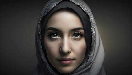 portrait of beautiful woman with burqa in Ramadan