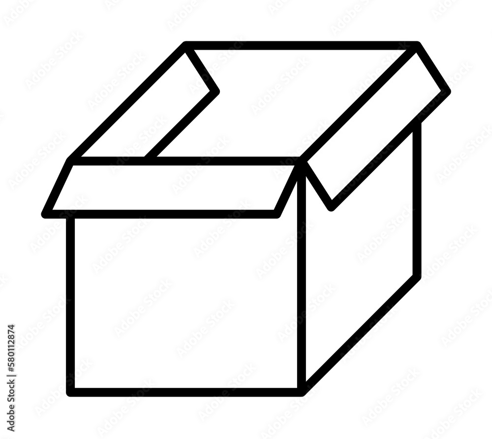 Aufkleber box opened icon. simple line, outline of packaging icons for ui and ux, website or mobile applicatio