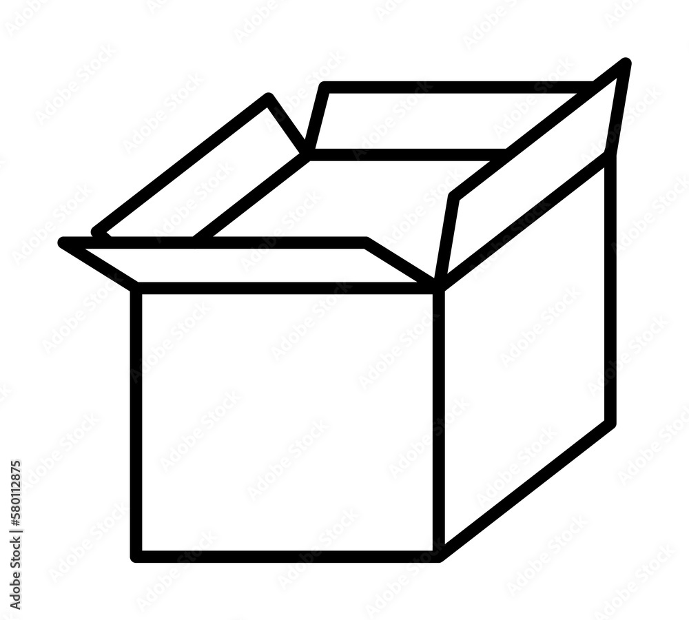 Poster box opened icon. simple line, outline of packaging icons for ui and ux, website or mobile applicatio