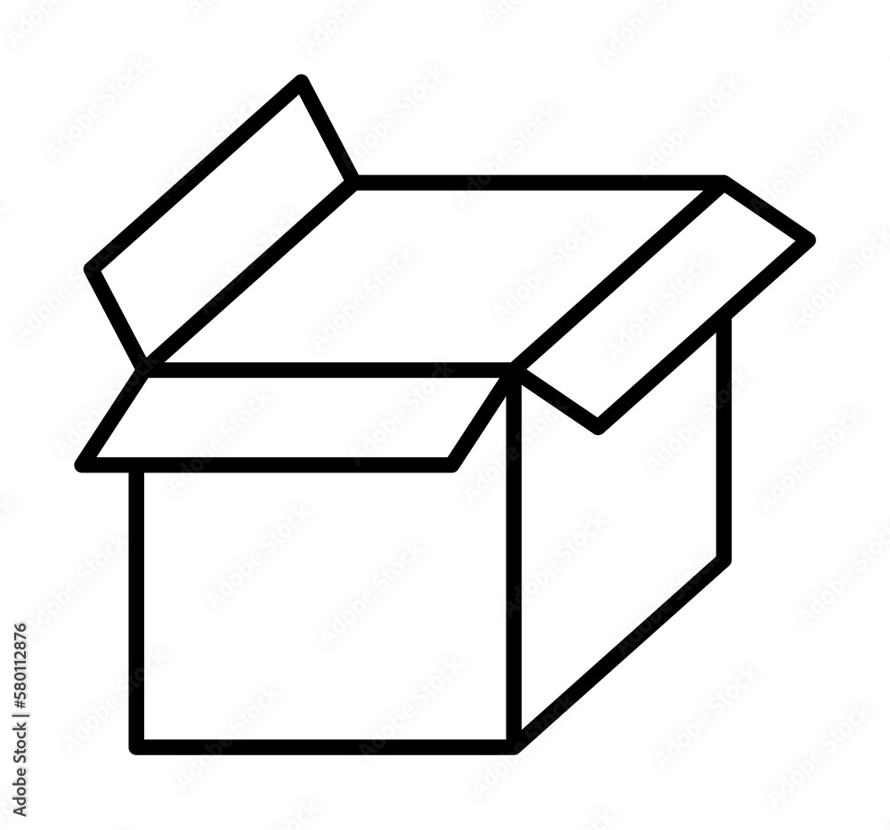 Aufkleber box opened icon. simple line, outline of packaging icons for ui and ux, website or mobile applicatio