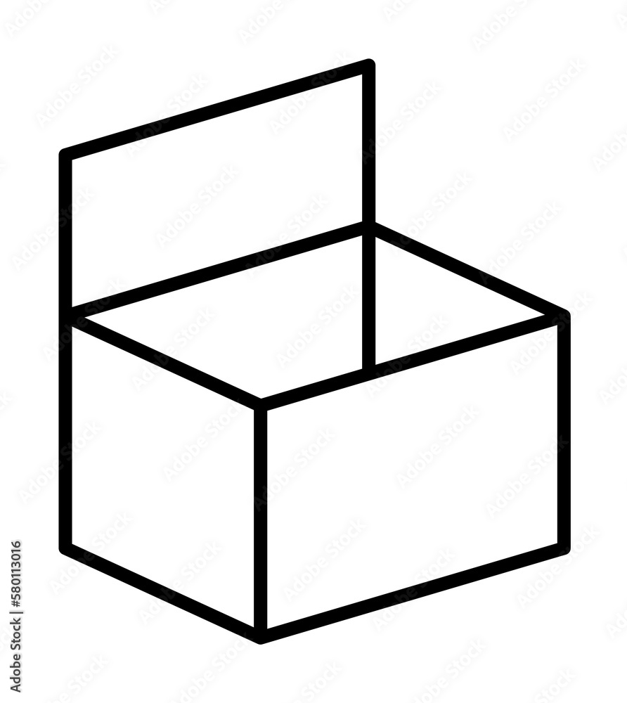 Poster box opened icon. simple line, outline of packaging icons for ui and ux, website or mobile applicatio