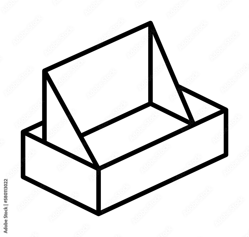 Aufkleber box opened icon. simple line, outline of packaging icons for ui and ux, website or mobile applicatio