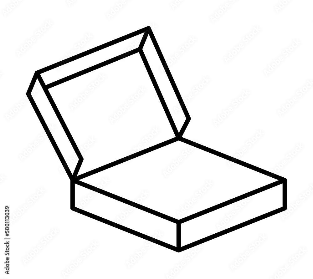 Aufkleber box opened icon. simple line, outline of packaging icons for ui and ux, website or mobile applicatio