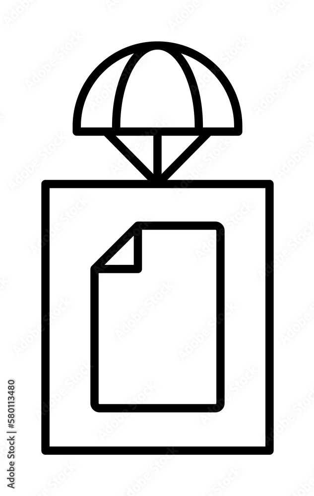 Poster sending a document field outline icon on light background