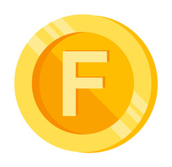 F, letter, coin color icon. Element of color finance signs. Premium quality graphic design icon. Signs and symbols collection icon for websites, web design on white background
