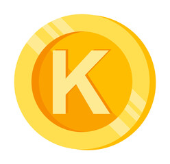 K, letter, coin color icon. Element of color finance signs. Premium quality graphic design icon. Signs and symbols collection icon for websites, web design on white background