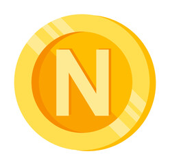 N, letter, coin color icon. Element of color finance signs. Premium quality graphic design icon. Signs and symbols collection icon for websites, web design on white background