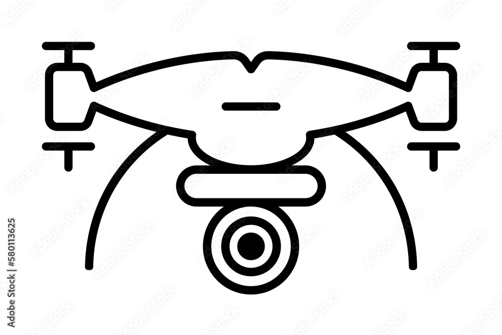 Aufkleber drone with camera field outline icon on light background