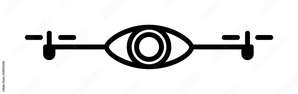 Poster drone with camera field outline icon on light background
