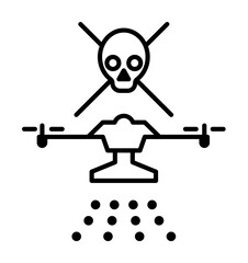 drone with chemical elements field outline icon on light background