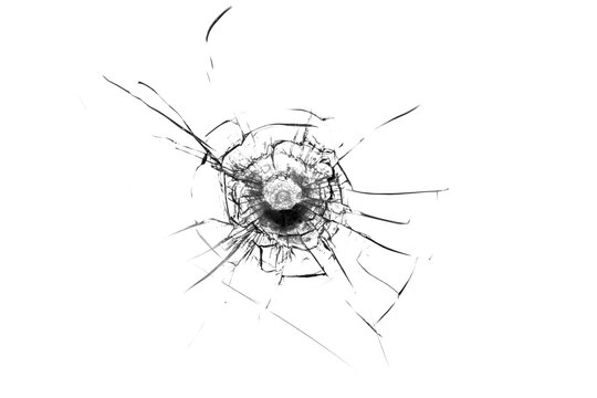 The texture of broken glass. Bullet hole