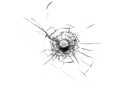 The texture of broken glass. Bullet hole
