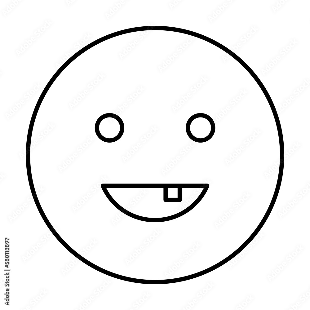 Poster happy with one tooth icon. simple line, outline expression of mood icons for ui and ux, website or m