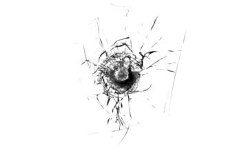 Broken glass from a bullet. Texture of broken glass.