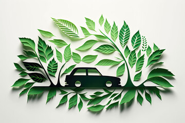 Green energy electric car, eco friendly, created with Generative AI technology