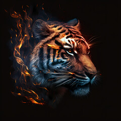 Tiger On Fire. Generative AI
