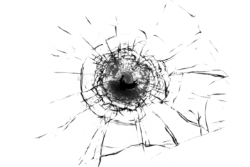 Broken glass from a bullet. Texture of broken glass.