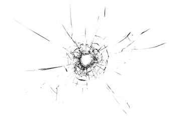 Broken glass from a bullet. Texture of broken glass.