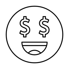 Money, dollar eyes, emotions icon. Simple line, outline expression of mood icons for ui and ux, website or mobile application on white background