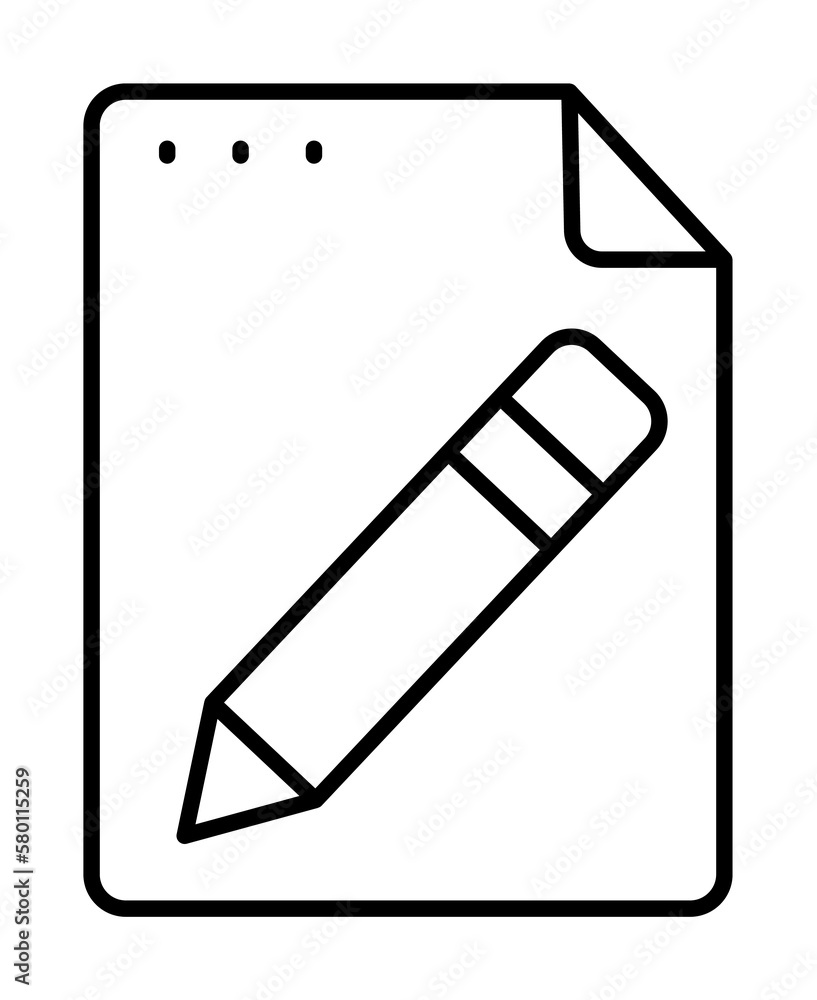 Poster file, document, pencil icon. simple line, outline of icons for ui and ux, website or mobile applicat