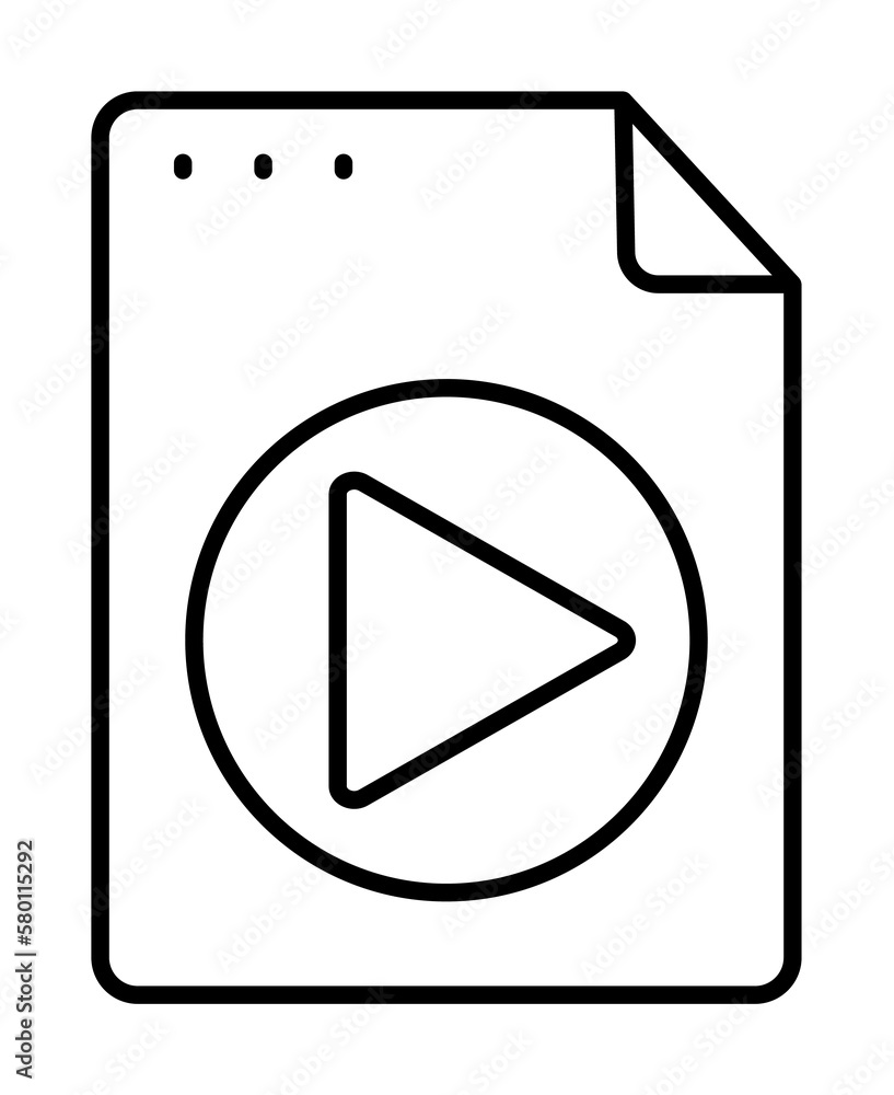 Poster file, document, arrow, play icon. simple line, outline of icons for ui and ux, website or mobile app