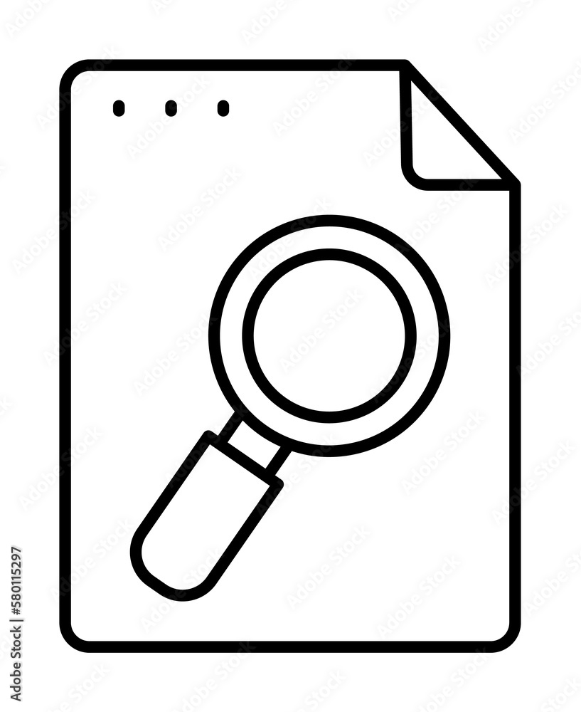 Aufkleber file, document, magnifier icon. simple line, outline of icons for ui and ux, website or mobile appli