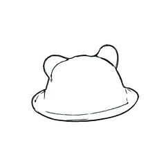 Black and white sketch of a hat with transparent background