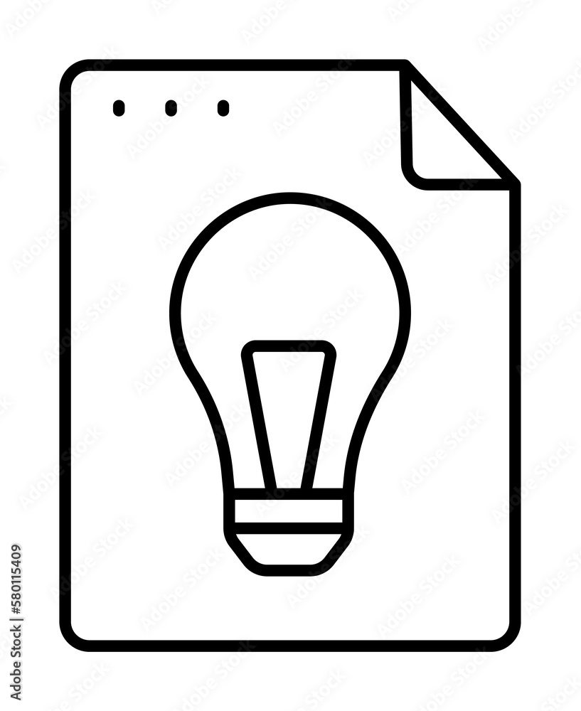 Poster file, document, light bulb icon. simple line, outline of icons for ui and ux, website or mobile appl