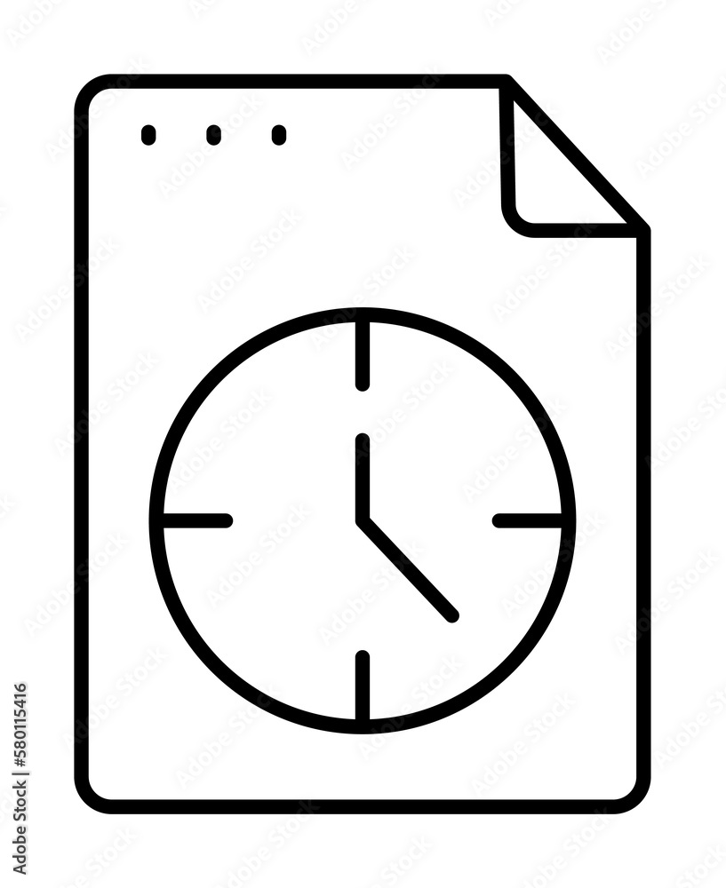Poster file, document, clock icon. simple line, outline of icons for ui and ux, website or mobile applicati