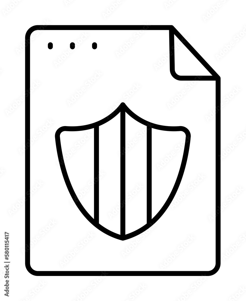 Aufkleber file, document, shield icon. simple line, outline of icons for ui and ux, website or mobile applicat