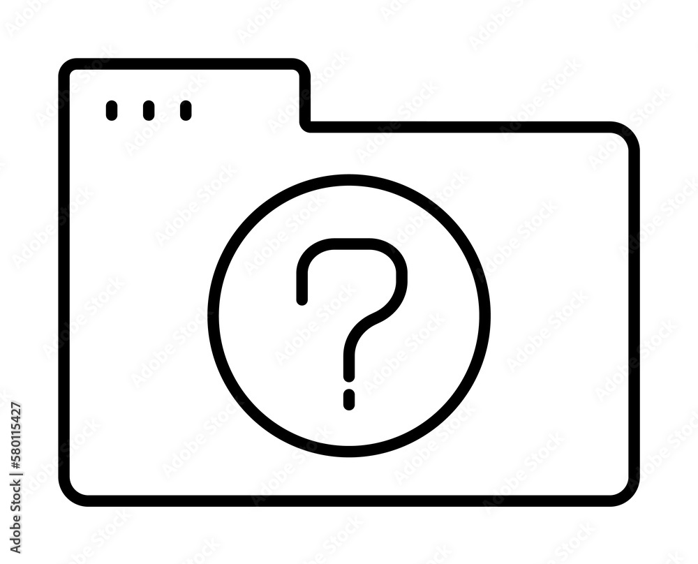 Poster folder question icon. simple line, outline of icons for ui and ux, website or mobile application on 