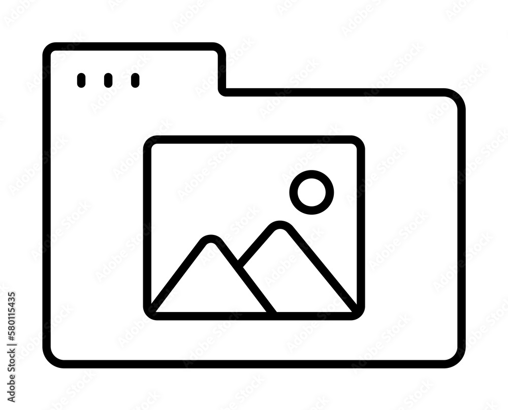 Poster folder picture icon. simple line, outline of icons for ui and ux, website or mobile application on w