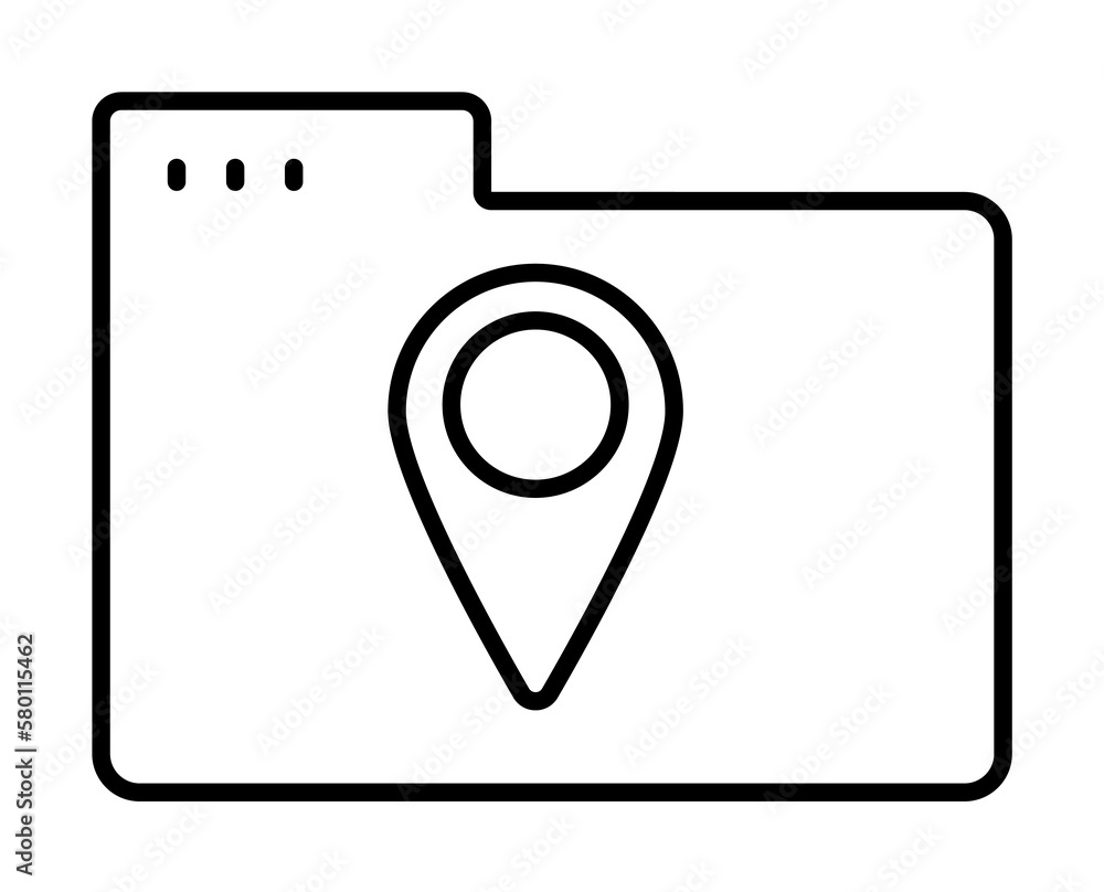 Poster folder location icon. simple line, outline of icons for ui and ux, website or mobile application on 