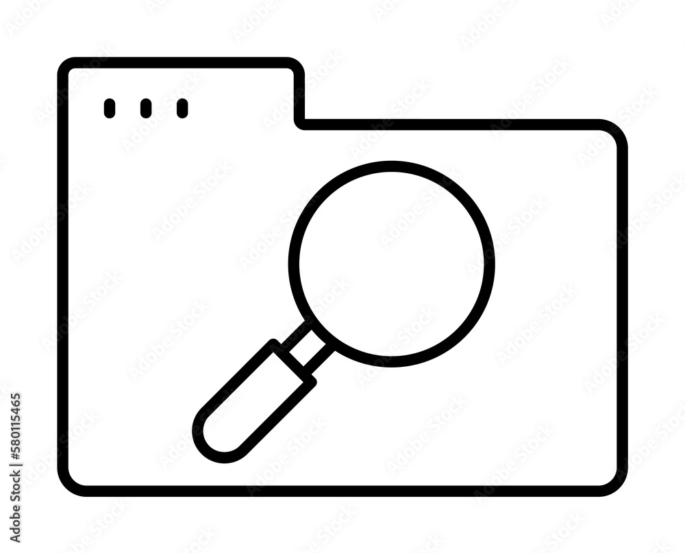 Poster folder magnifier icon. simple line, outline of icons for ui and ux, website or mobile application on