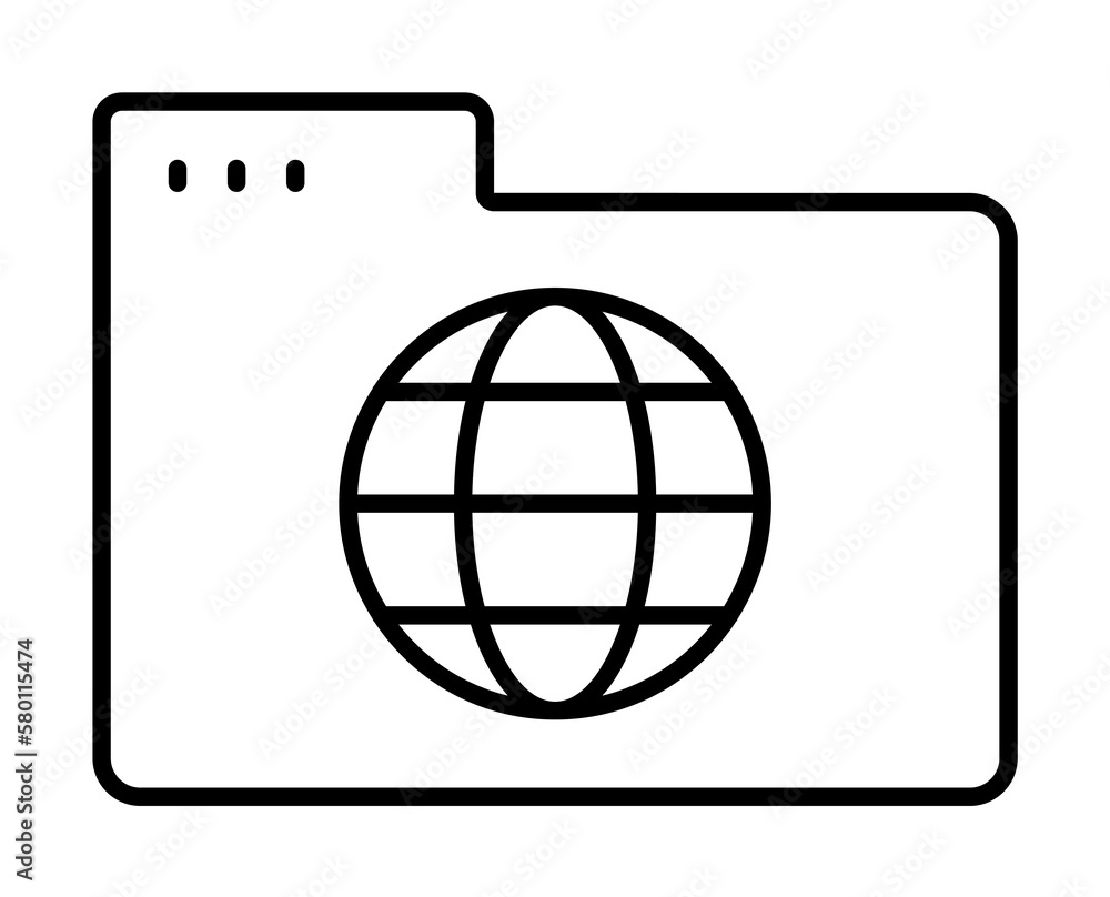 Poster folder globe icon. simple line, outline of icons for ui and ux, website or mobile application on whi