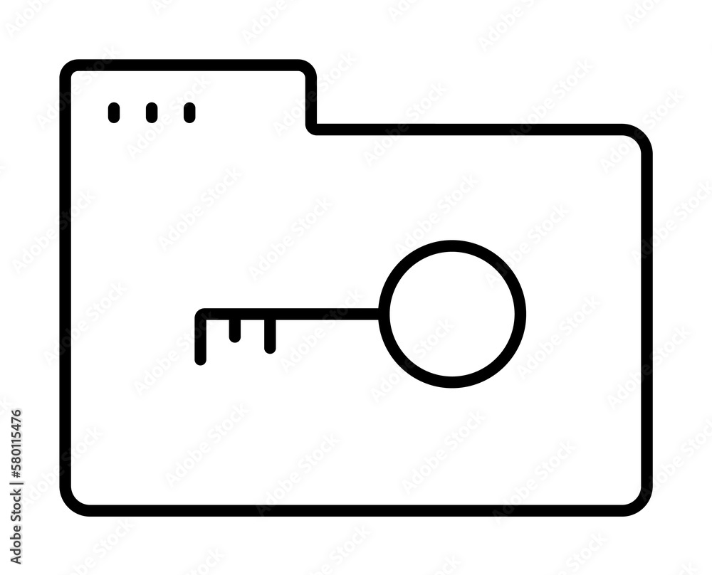 Poster folder key icon. simple line, outline of icons for ui and ux, website or mobile application on white