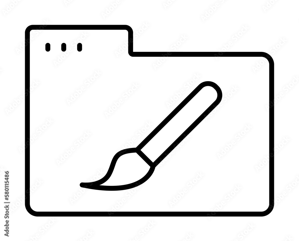 Poster folder paint brush icon. simple line, outline of icons for ui and ux, website or mobile application 