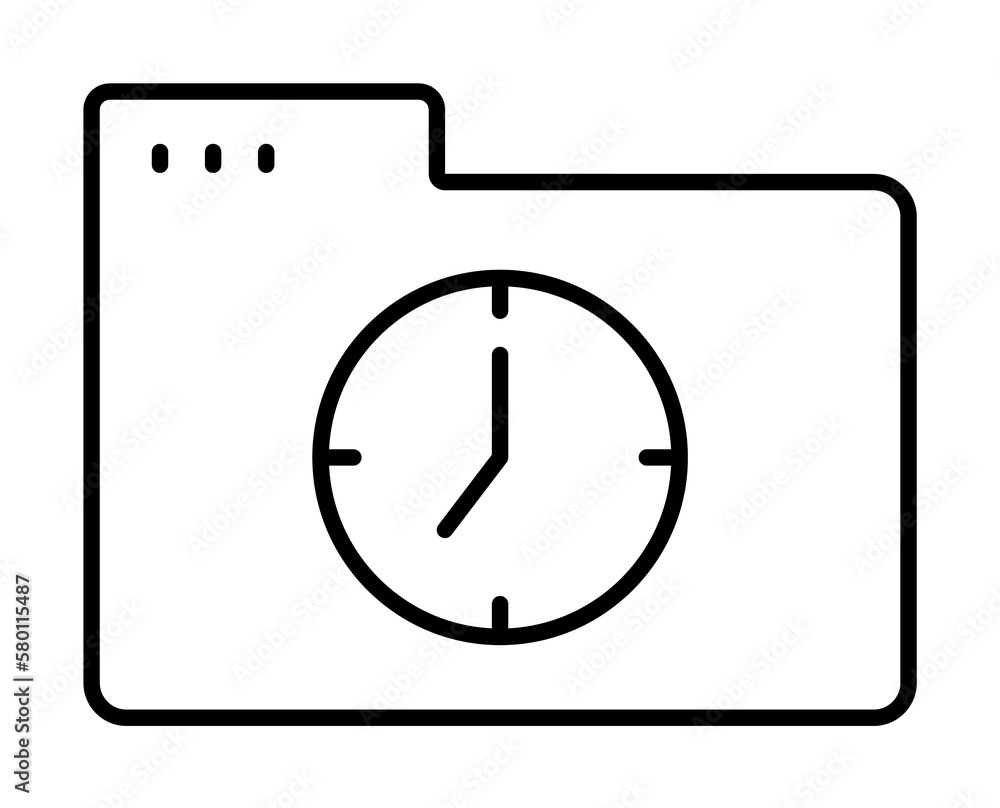 Poster folder clock icon. simple line, outline of icons for ui and ux, website or mobile application on whi