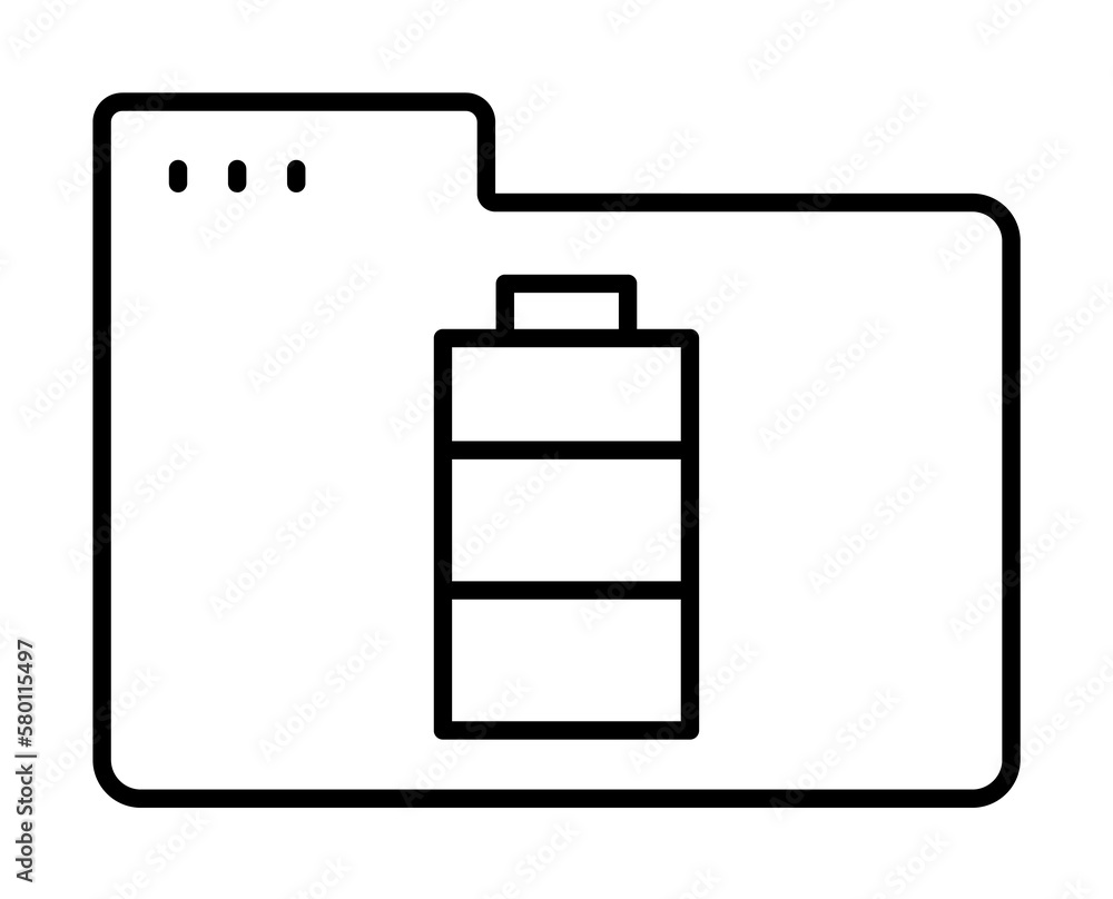 Poster folder battery icon. simple line, outline of icons for ui and ux, website or mobile application on w