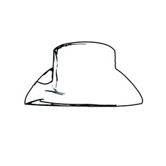 Black and white sketch of a hat with transparent background