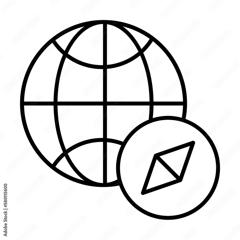 Aufkleber compass icon. simple line, outline of globe icons for ui and ux, website or mobile application on wh