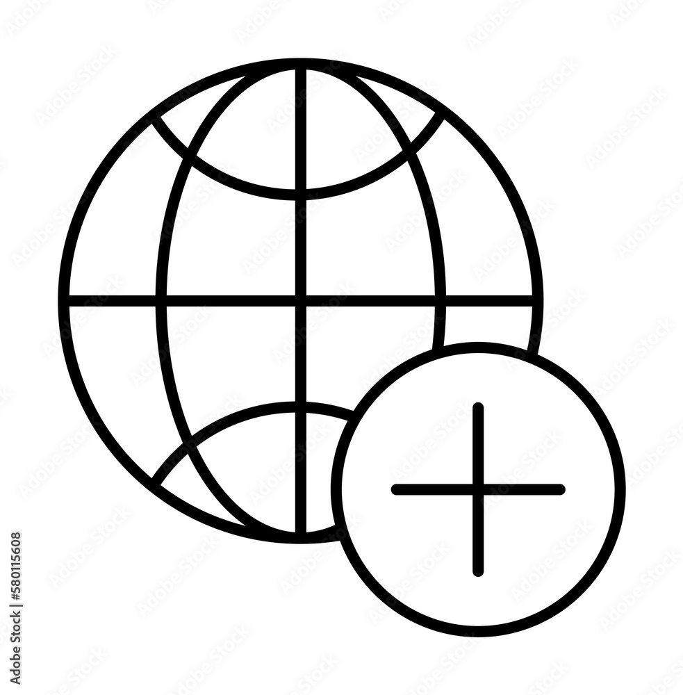Poster plus icon. simple line, outline of globe icons for ui and ux, website or mobile application on white
