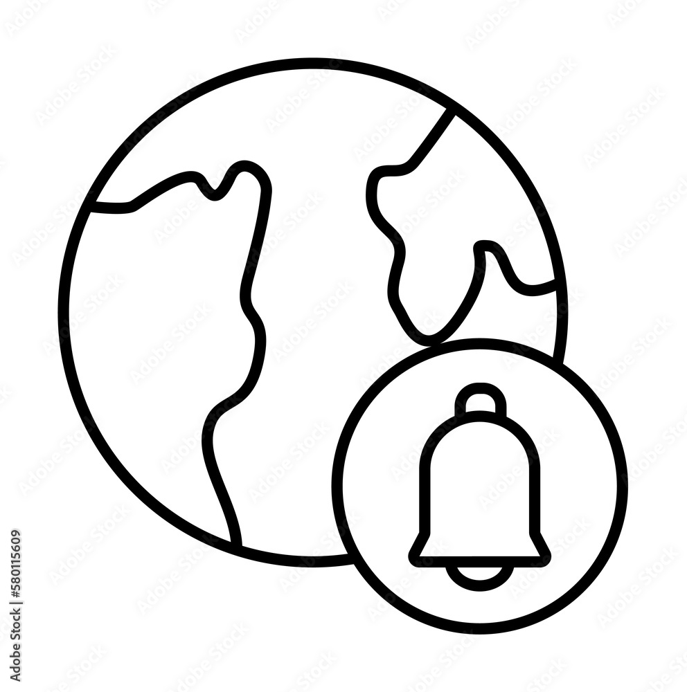 Poster bell icon. simple line, outline of globe icons for ui and ux, website or mobile application on white
