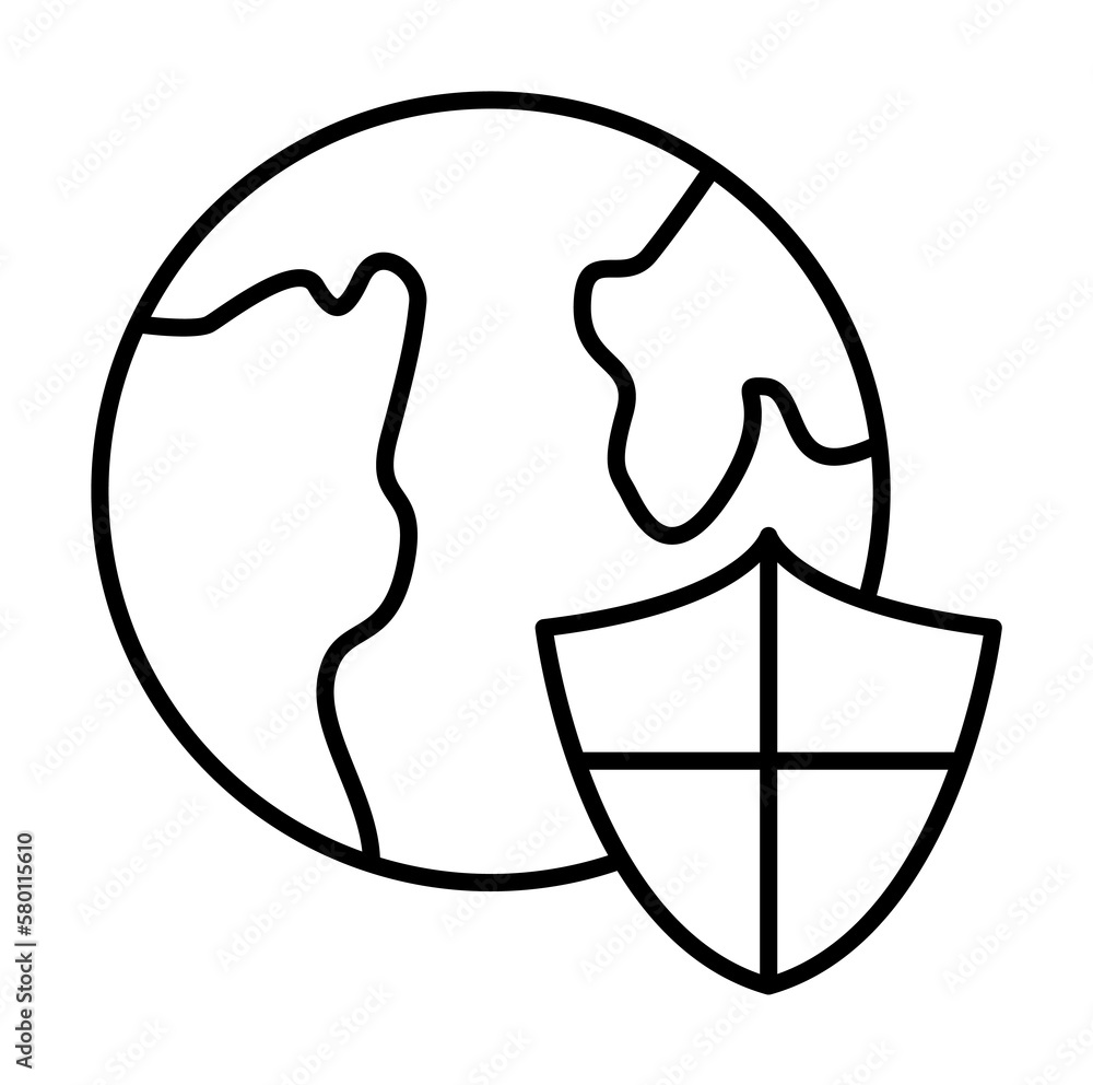 Aufkleber shield icon. simple line, outline of globe icons for ui and ux, website or mobile application on whi